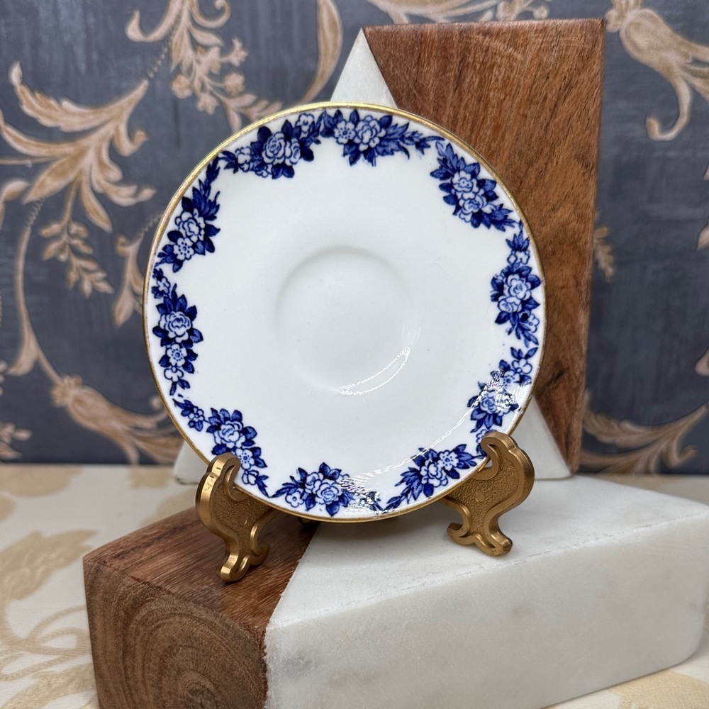 Antique Royal Albert Aristocrat Coalport England White and Blue Floral Saucer